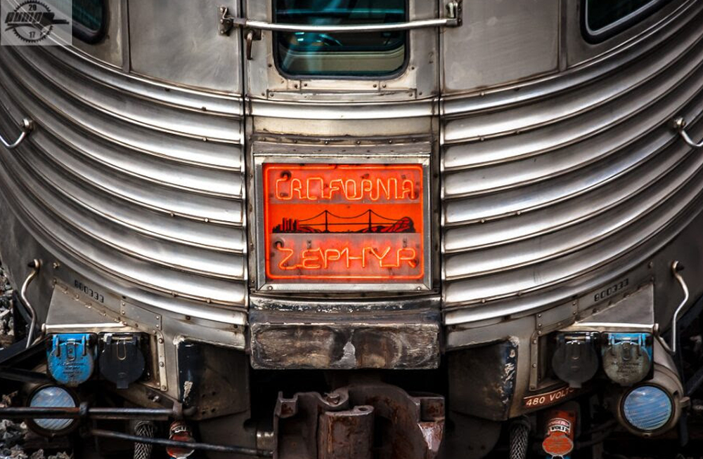 A close up of the front end of an old train car.